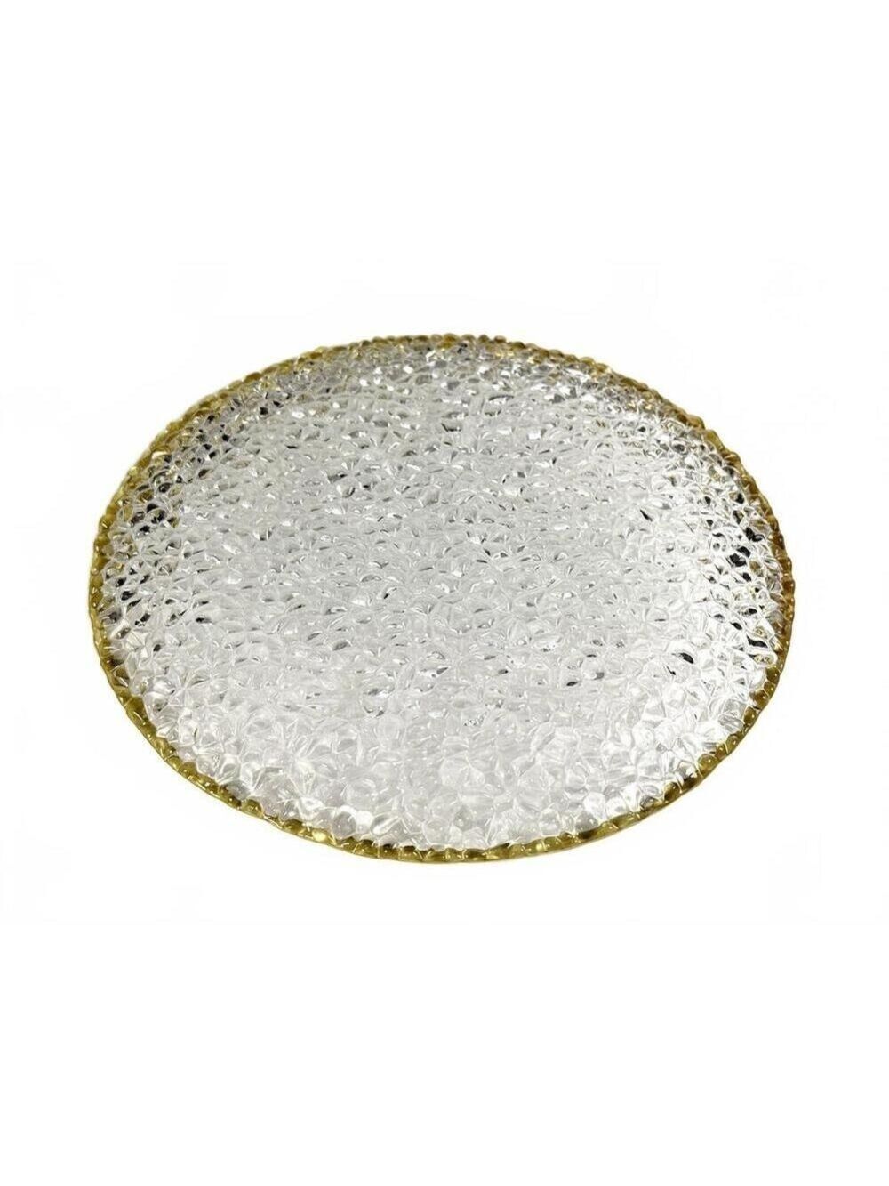 Set of 6 Hand Decorated Artistic Accents Pebble Glass Plates Gold Rim Turkey 8" - Picture 4 of 10